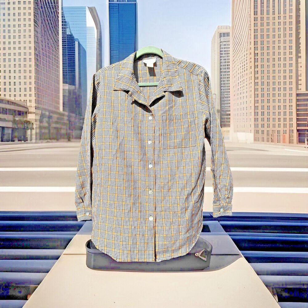 Jordan Vintage Women's Button Up Shirt Plaid Print Long Sleeve - Size Medium